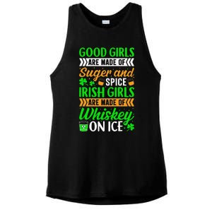 Funny Quote Irish Girls are Whiskey on Ice St. Patricks Day Ladies PosiCharge Tri-Blend Wicking Tank