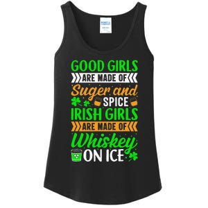 Funny Quote Irish Girls are Whiskey on Ice St. Patricks Day Ladies Essential Tank