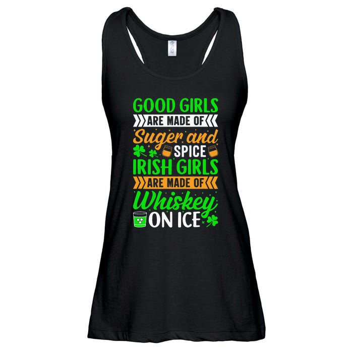 Funny Quote Irish Girls are Whiskey on Ice St. Patricks Day Ladies Essential Flowy Tank