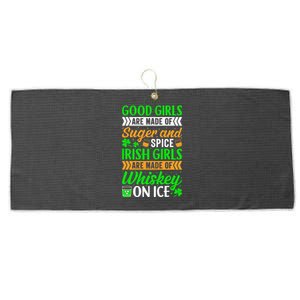 Funny Quote Irish Girls are Whiskey on Ice St. Patricks Day Large Microfiber Waffle Golf Towel