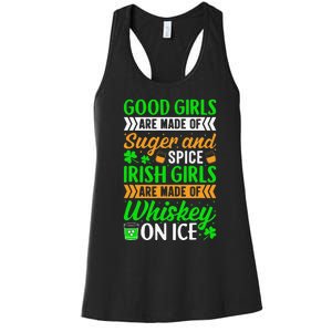 Funny Quote Irish Girls are Whiskey on Ice St. Patricks Day Women's Racerback Tank