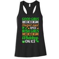 Funny Quote Irish Girls are Whiskey on Ice St. Patricks Day Women's Racerback Tank