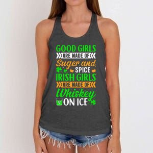 Funny Quote Irish Girls are Whiskey on Ice St. Patricks Day Women's Knotted Racerback Tank