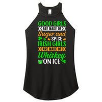 Funny Quote Irish Girls are Whiskey on Ice St. Patricks Day Women's Perfect Tri Rocker Tank