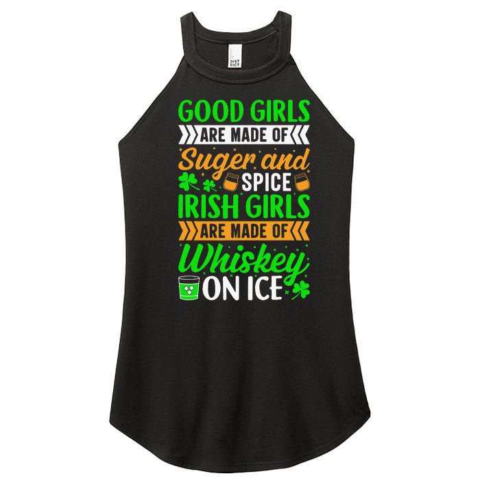 Funny Quote Irish Girls are Whiskey on Ice St. Patricks Day Women's Perfect Tri Rocker Tank