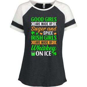 Funny Quote Irish Girls are Whiskey on Ice St. Patricks Day Enza Ladies Jersey Colorblock Tee