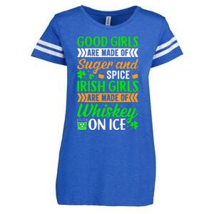 Funny Quote Irish Girls are Whiskey on Ice St. Patricks Day Enza Ladies Jersey Football T-Shirt