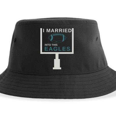 Funny Quote i married into this eagles Sustainable Bucket Hat