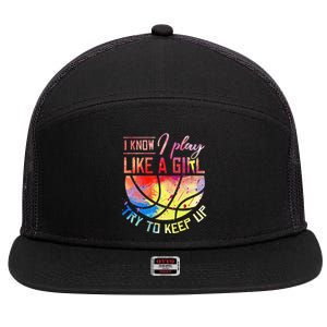 funny quote I Know I Play Like A  Basketball 7 Panel Mesh Trucker Snapback Hat