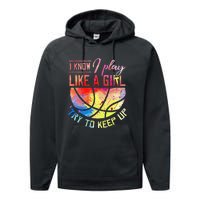 funny quote I Know I Play Like A  Basketball Performance Fleece Hoodie