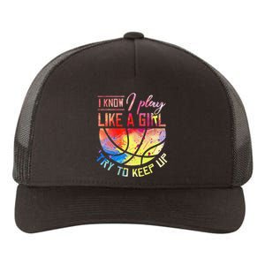 funny quote I Know I Play Like A  Basketball Yupoong Adult 5-Panel Trucker Hat