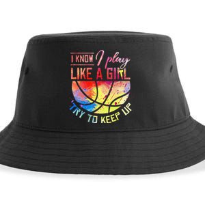 funny quote I Know I Play Like A  Basketball Sustainable Bucket Hat