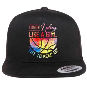 funny quote I Know I Play Like A  Basketball Flat Bill Trucker Hat