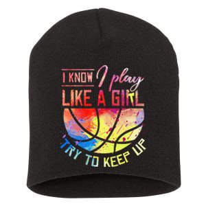 funny quote I Know I Play Like A  Basketball Short Acrylic Beanie