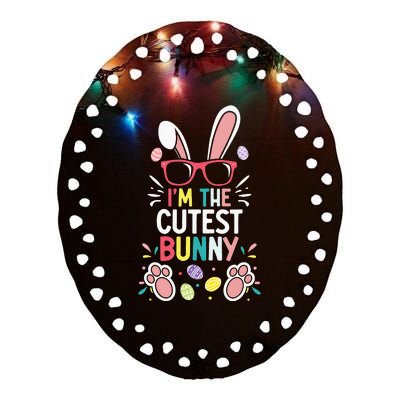 funny quotes I'm The Cutest Bunny Easter Squad Ceramic Oval Ornament