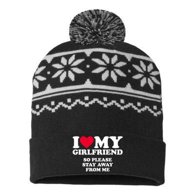 Funny Quote I Love My Girlfriend So Please Stay Away From Me USA-Made Snowflake Beanie