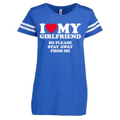 Funny Quote I Love My Girlfriend So Please Stay Away From Me Enza Ladies Jersey Football T-Shirt