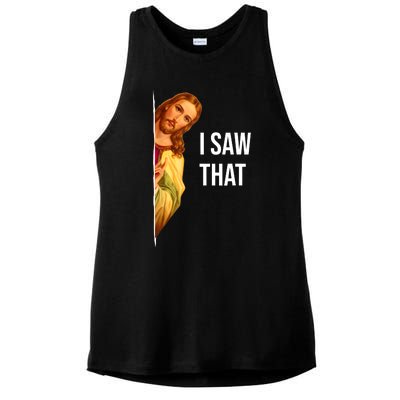 Funny Quote Jesus Meme I Saw That Christian Ladies PosiCharge Tri-Blend Wicking Tank