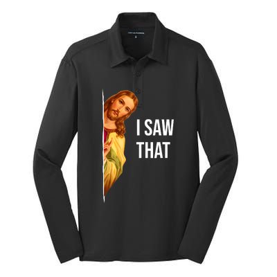 Funny Quote Jesus Meme I Saw That Christian Silk Touch Performance Long Sleeve Polo