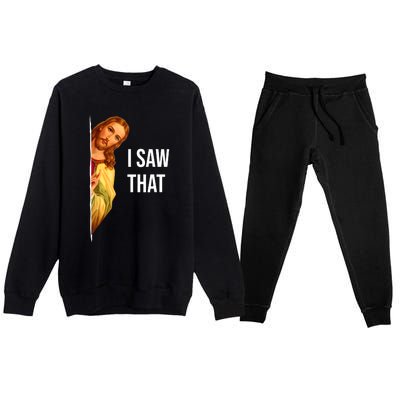 Funny Quote Jesus Meme I Saw That Christian Premium Crewneck Sweatsuit Set