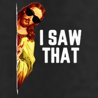 Funny Quote Jesus Meme I Saw That Christian God 7 Panel Mesh Trucker Snapback Hat