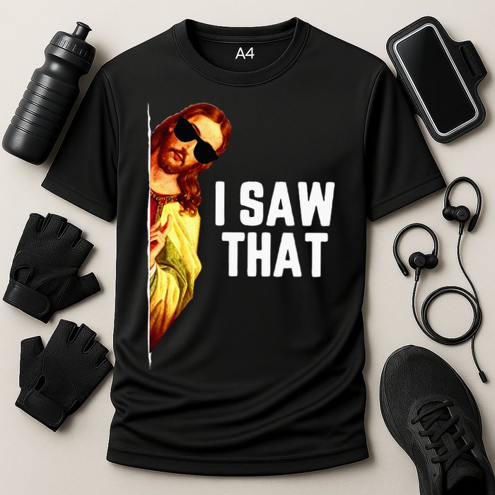 Funny Quote Jesus Meme I Saw That Christian God Cooling Performance Crew T-Shirt