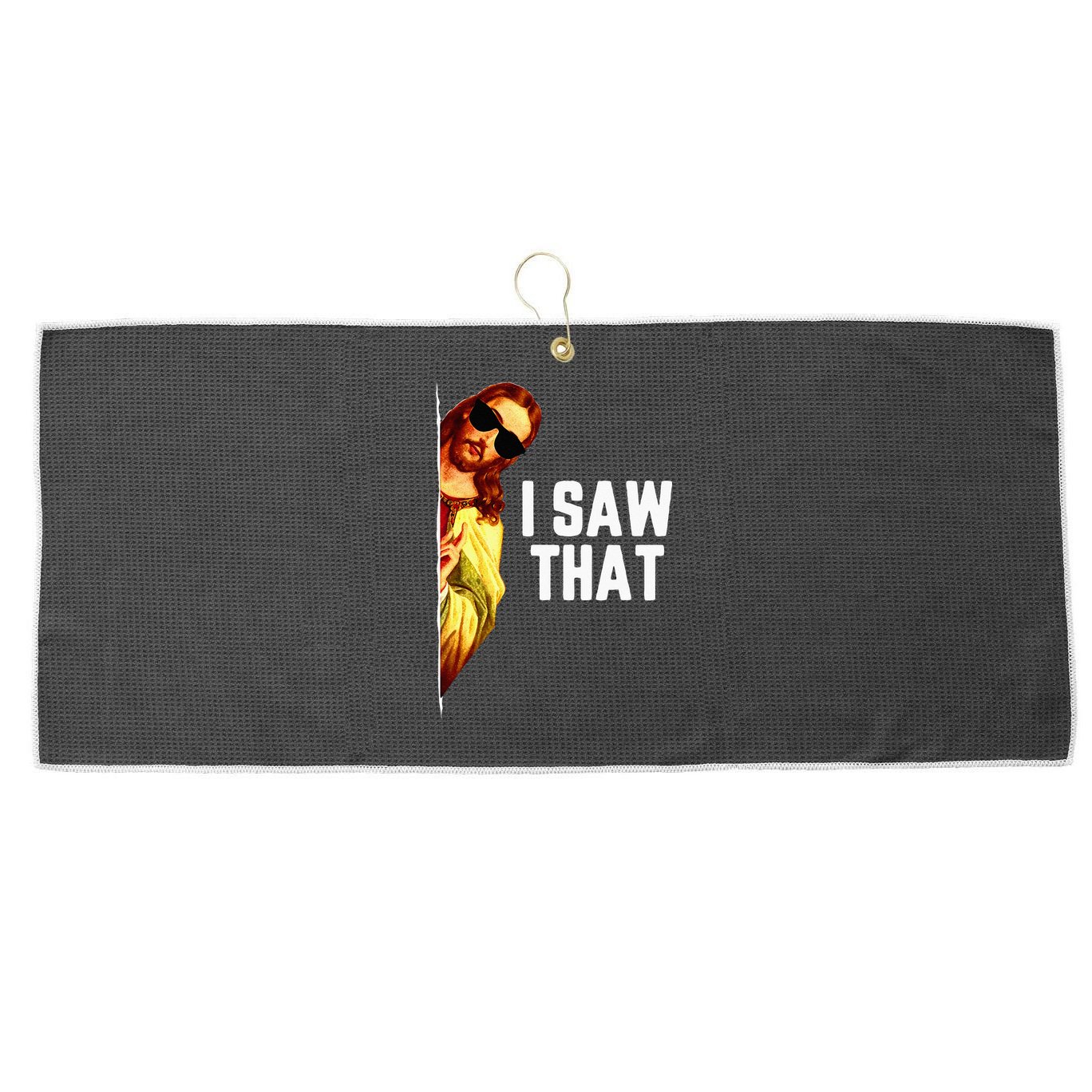 Funny Quote Jesus Meme I Saw That Christian God Large Microfiber Waffle Golf Towel