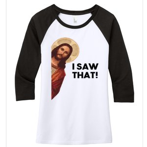 Funny Quote Jesus Meme I Saw That Christian Joke Lion Faith Women's Tri-Blend 3/4-Sleeve Raglan Shirt