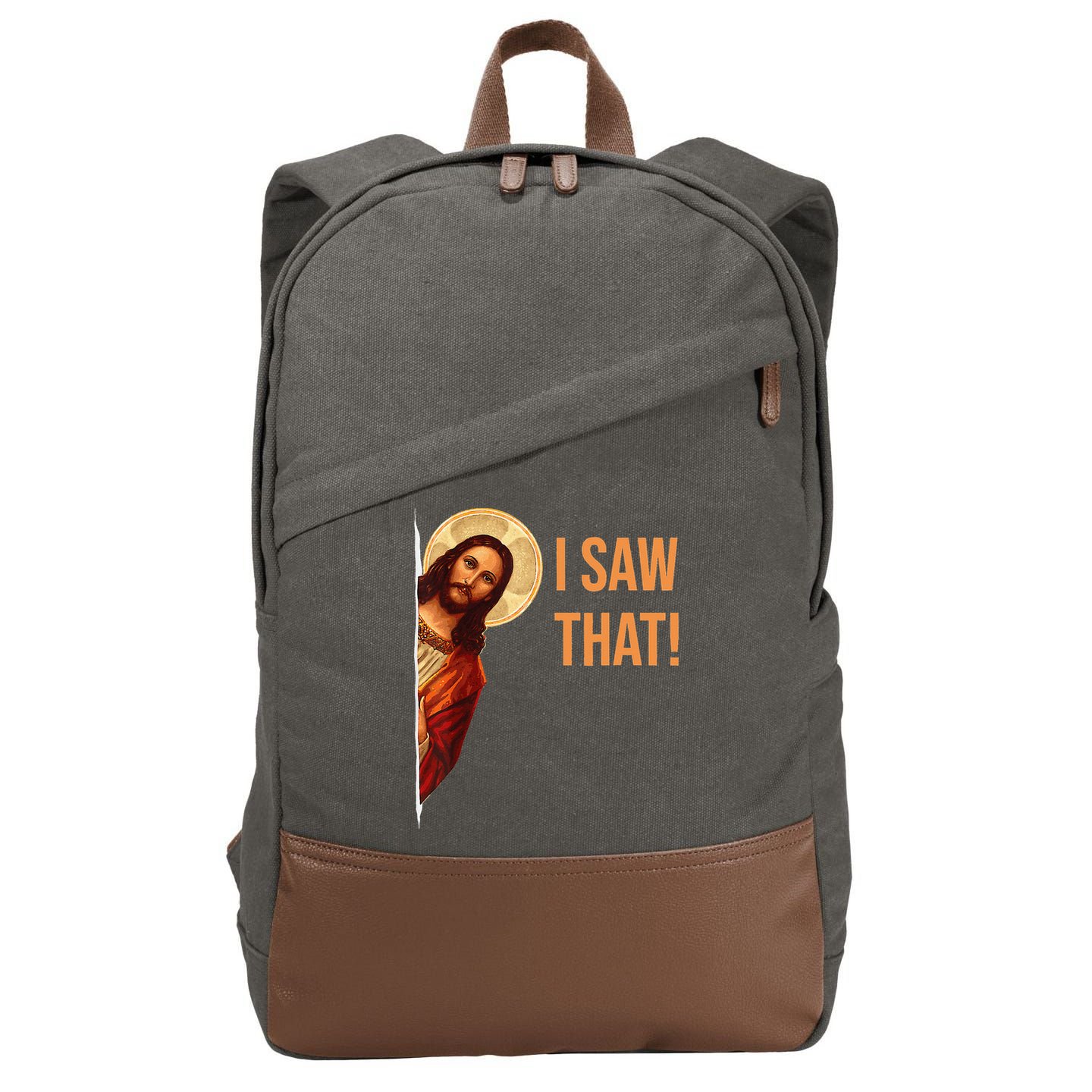 Funny Quote Jesus Meme I Saw That Christian Cotton Canvas Backpack