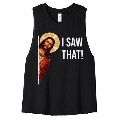 Funny Quote Jesus Meme I Saw That Christian Women's Racerback Cropped Tank