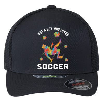 funny quote Just A  Who Loves Soccer Flexfit Unipanel Trucker Cap