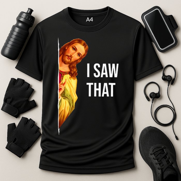 Funny Quote Jesus Meme I Saw That Christian God Cooling Performance Crew T-Shirt