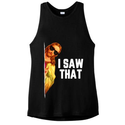 Funny Quote Jesus Meme I Saw That Christian God Ladies PosiCharge Tri-Blend Wicking Tank