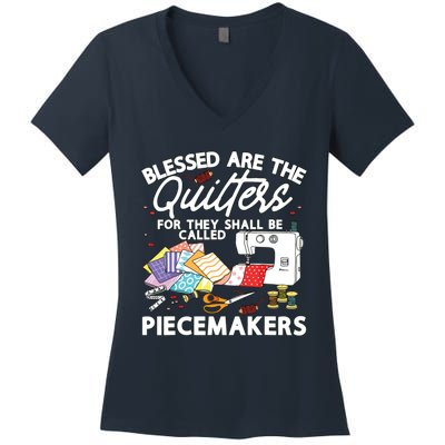 Funny Quilting Knitting Lover Sewing Quilter Quilting Women's V-Neck T-Shirt