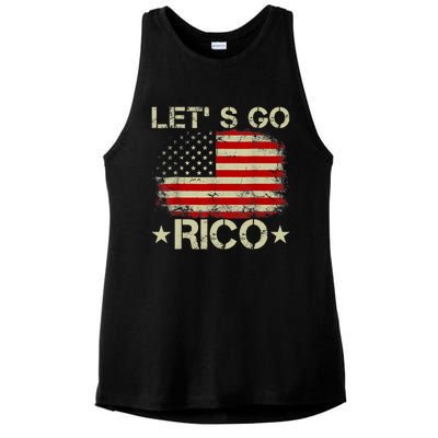 Funny Quote Lets Go RICO American Flag Ladies PosiCharge Tri-Blend Wicking Tank