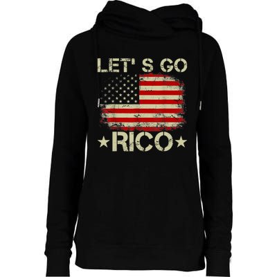 Funny Quote Lets Go RICO American Flag Womens Funnel Neck Pullover Hood