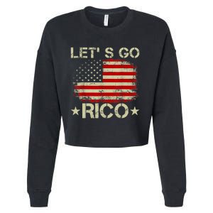 Funny Quote Lets Go RICO American Flag Cropped Pullover Crew