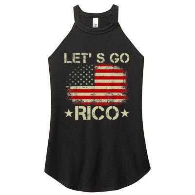 Funny Quote Lets Go RICO American Flag Women's Perfect Tri Rocker Tank