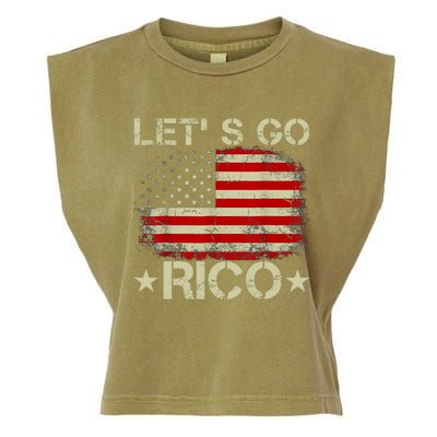 Funny Quote Lets Go RICO American Flag Garment-Dyed Women's Muscle Tee