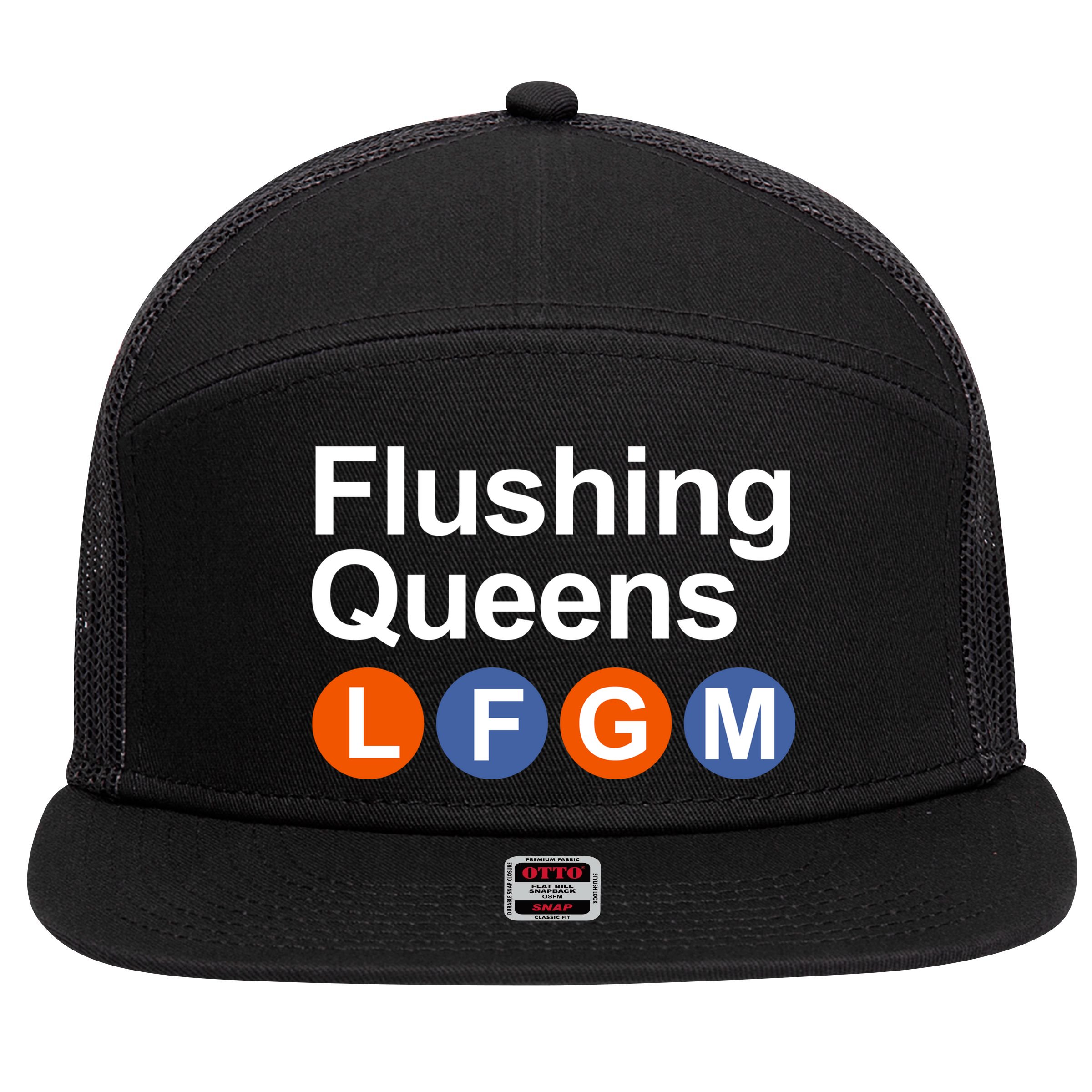 Flushing Queens Lfgm 7 Panel Mesh Trucker Snapback Hat