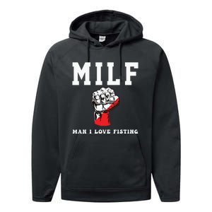 Funny Quote Man I Love Fisting Humor Cool Sarcasm Quote Performance Fleece Hoodie