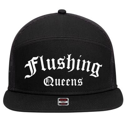 Flushing Queens New York Vintage NY Flushing Queens 7 Panel Mesh Trucker Snapback Hat