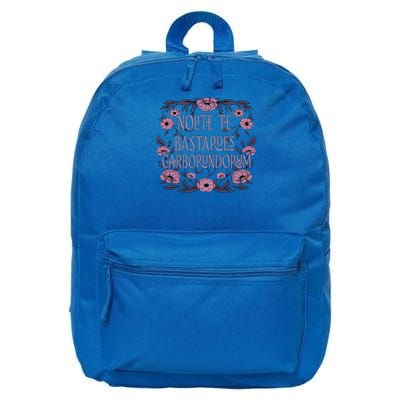 Feminist Quote Nolite Te Bastardes Carborundorum Flower  16 in Basic Backpack