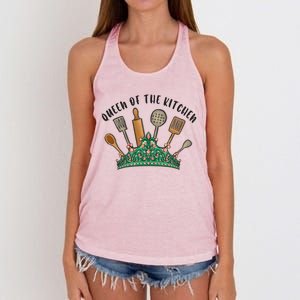 Funny Queen Of Kitchen Gift Crown Cooking Tools Gift Women's Knotted Racerback Tank