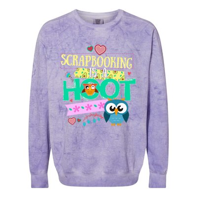 funny Quote Owl Gifts Scrapbooking Is A Hoot Colorblast Crewneck Sweatshirt