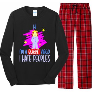 Fabulous Queen Of Virgo I Hate People Funny Virgo Zodiac Cool Gift Long Sleeve Pajama Set