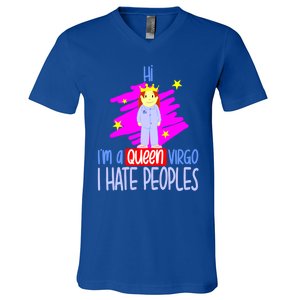 Fabulous Queen Of Virgo I Hate People Funny Virgo Zodiac Cool Gift V-Neck T-Shirt