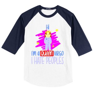 Fabulous Queen Of Virgo I Hate People Funny Virgo Zodiac Cool Gift Baseball Sleeve Shirt