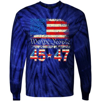 Funny Qr President Trump 4547 Trump Dancing Code Tie-Dye Long Sleeve Shirt