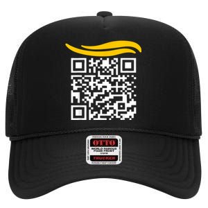 Funny Qr President Trump Dance Code High Crown Mesh Back Trucker Hat